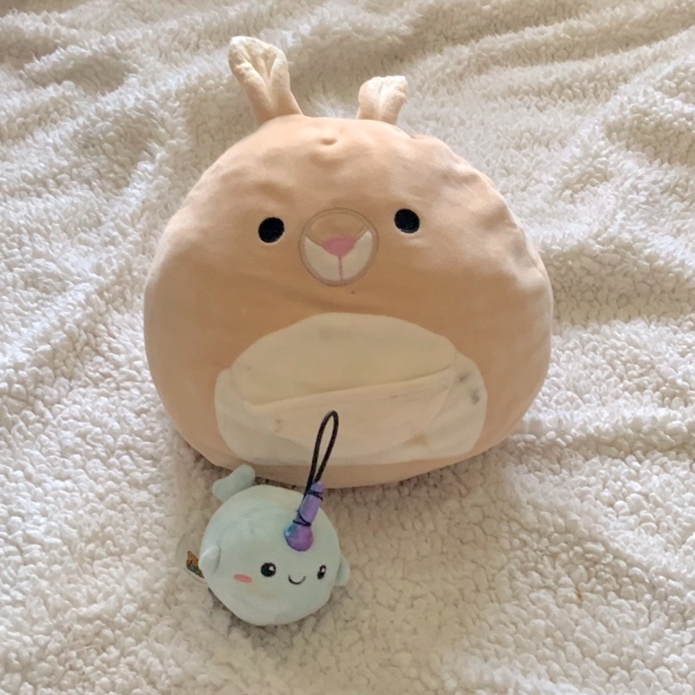 Narwhal plush and kangaroo squishmallow